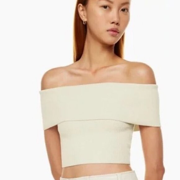 BABATON ARIZIA SCULPT KNIT TOP OFF SHOULDER SZ XXS PREPPY CHIC TOP - Picture 3 of 12